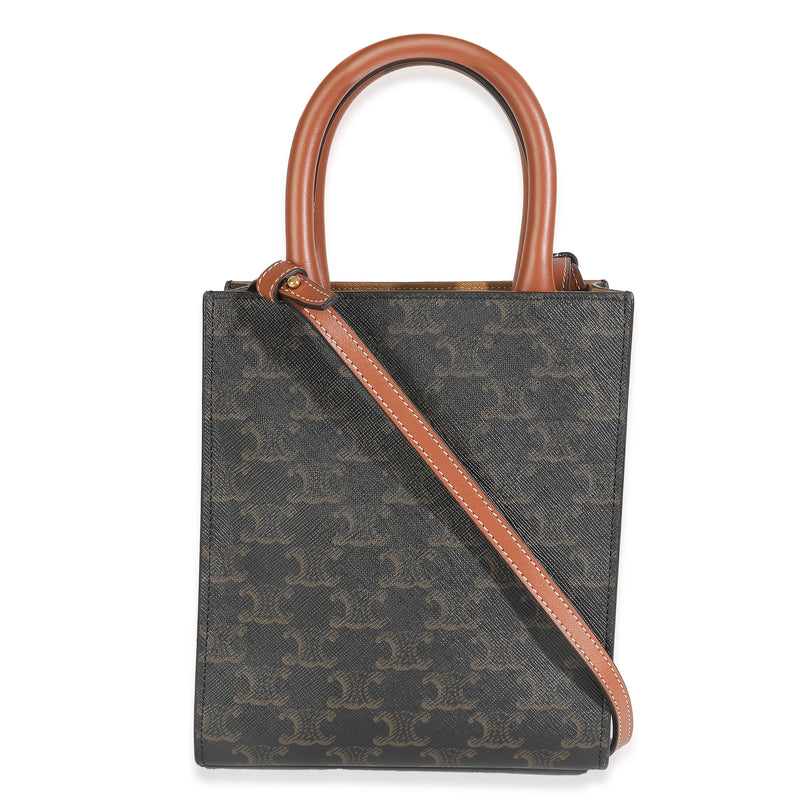 Celine Brown Triomphe Canvas Mini Vertical Cabas Handbag