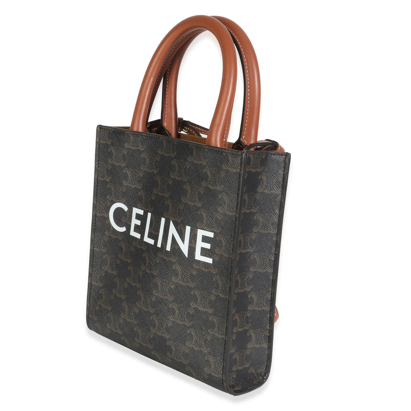 Celine Brown Triomphe Canvas Mini Vertical Cabas Handbag