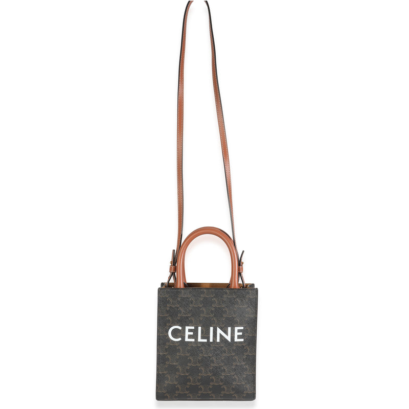 Celine Brown Triomphe Canvas Mini Vertical Cabas Handbag