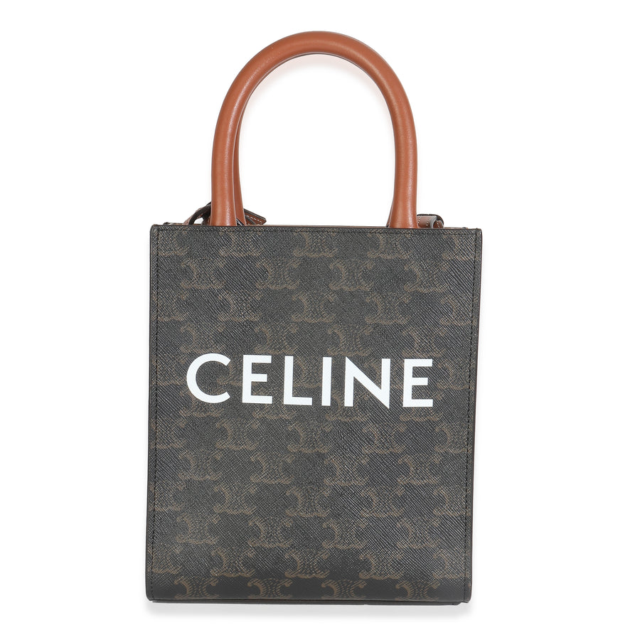 Celine Brown Triomphe Canvas Mini Vertical Cabas Handbag