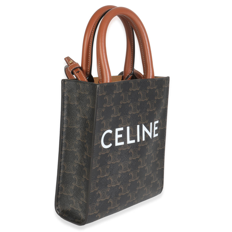 Celine Brown Triomphe Canvas Mini Vertical Cabas Handbag