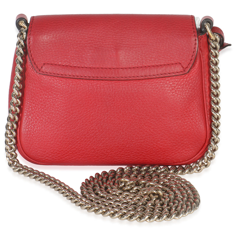 Gucci Red Pebbled Calfskin Interlocking G Small Soho Flap Bag Leather Handbag