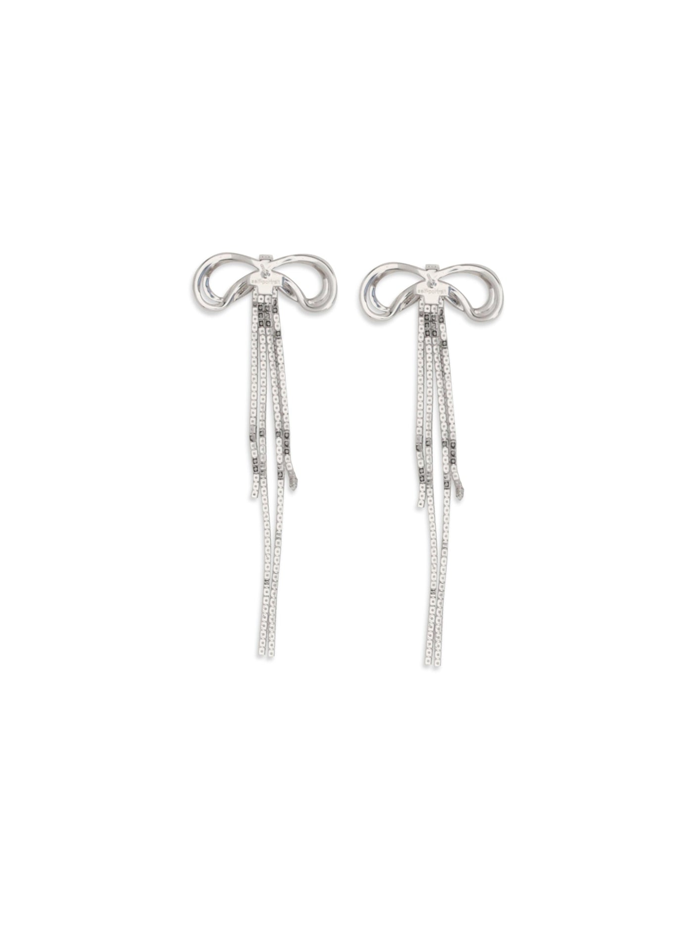 Self-Portrait Crystal Bow Earrings — Silver Brass