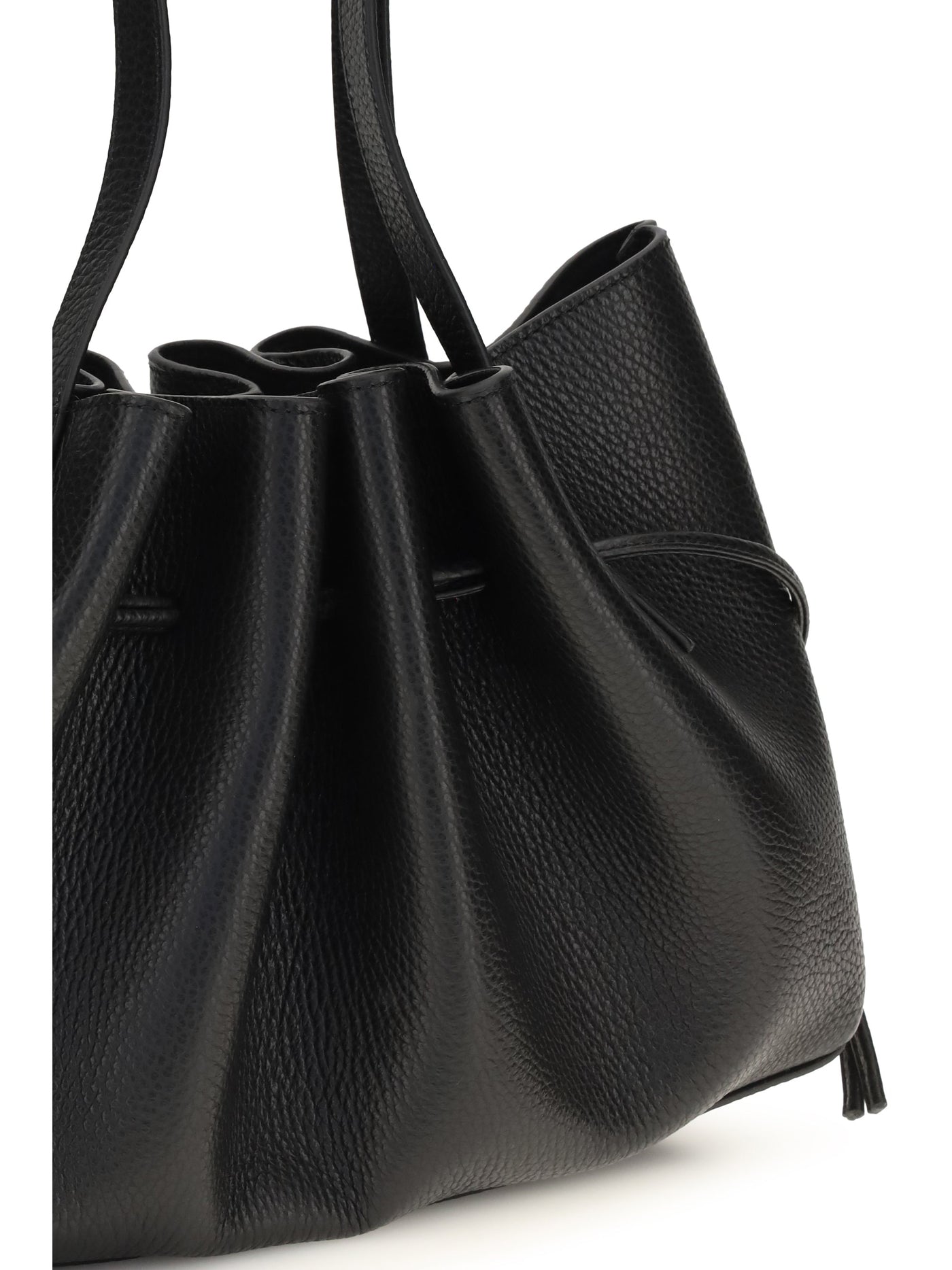 Yuzefi Scallop Shoulder Bag — Black Calf Leather