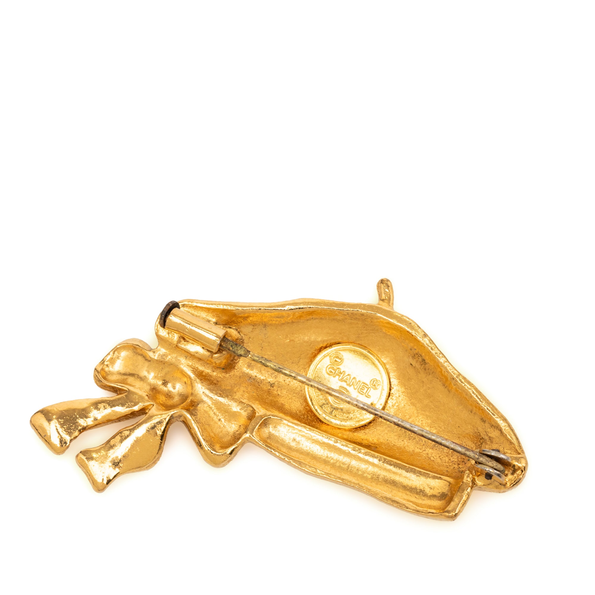 Gold Plated Beret Hat Brooch - Image 2