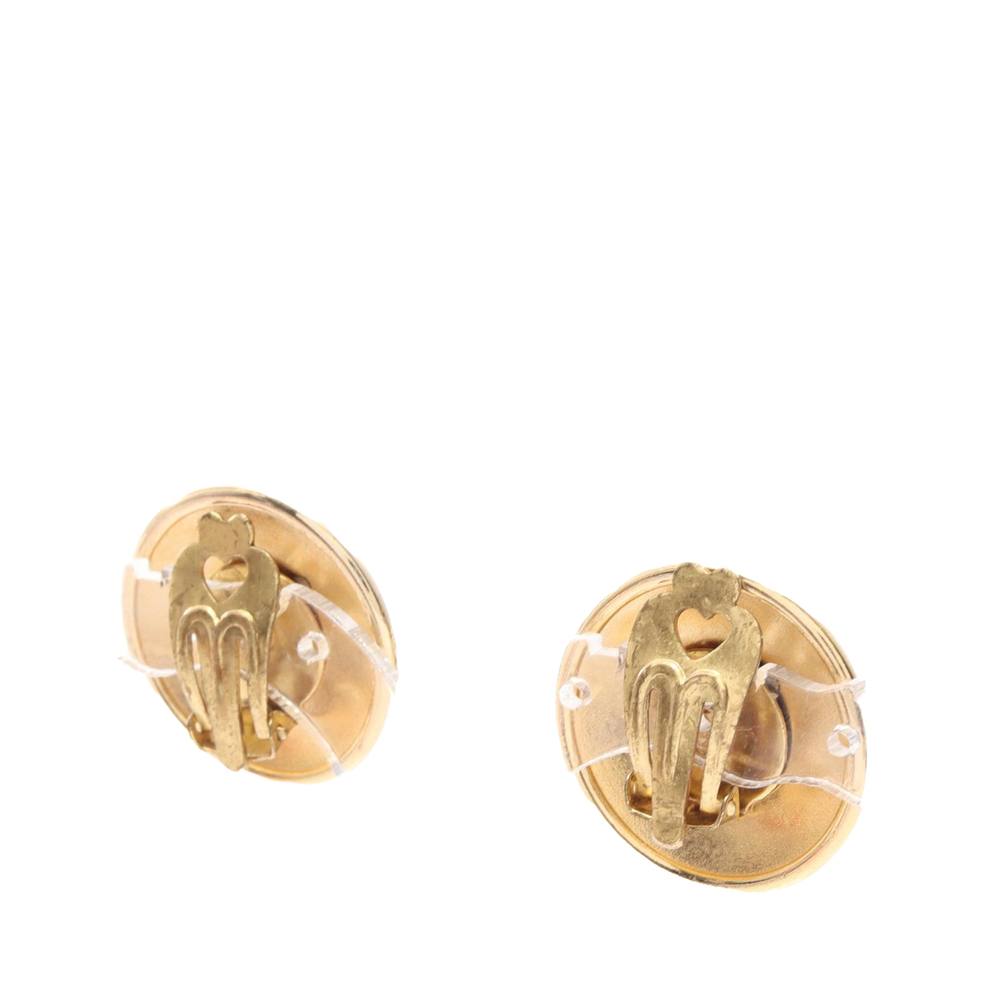 Gold Plated Horn Sellier Clip On Earrings - Image 2