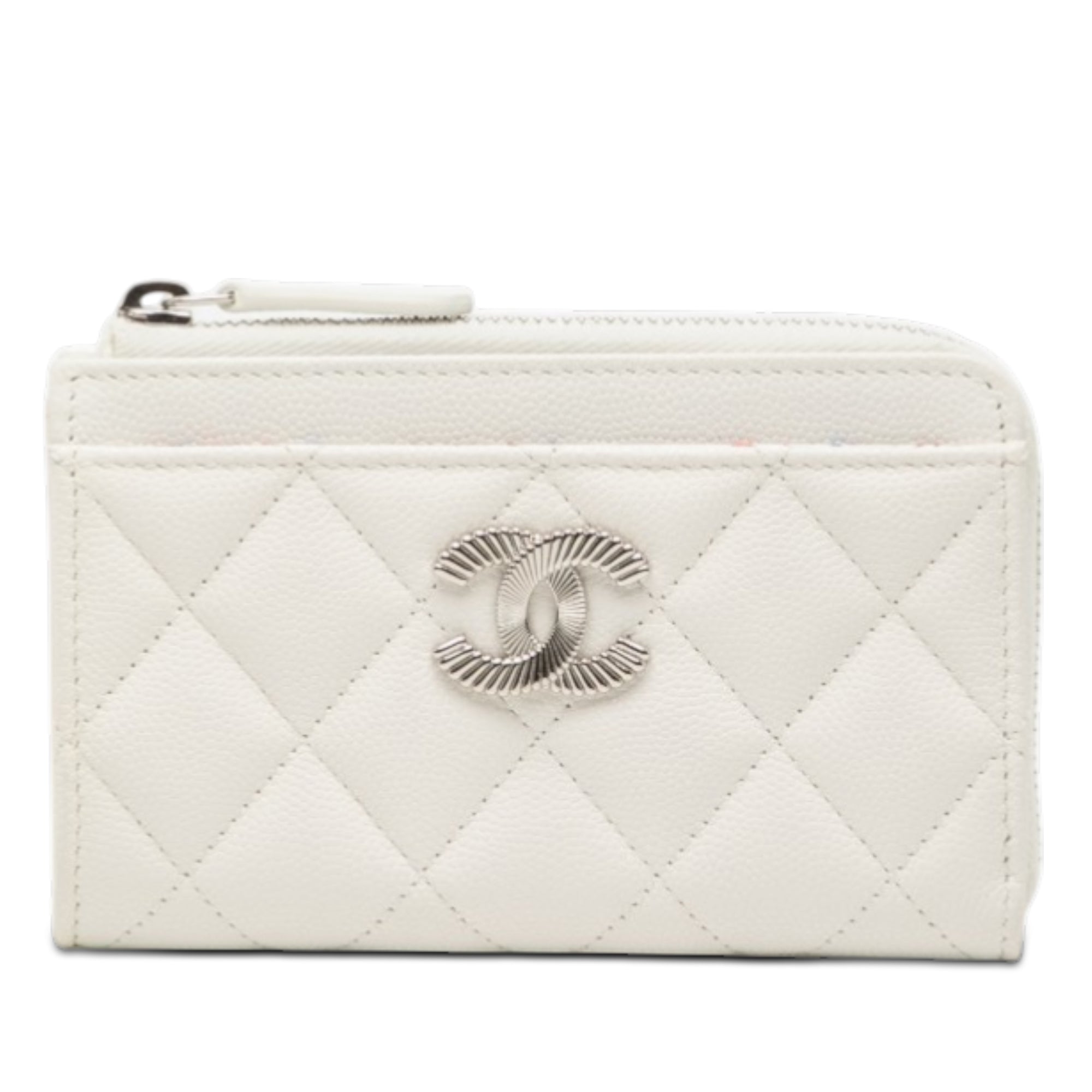 CC Quilted Caviar Zip Around Coin and Card Holder - Image 1