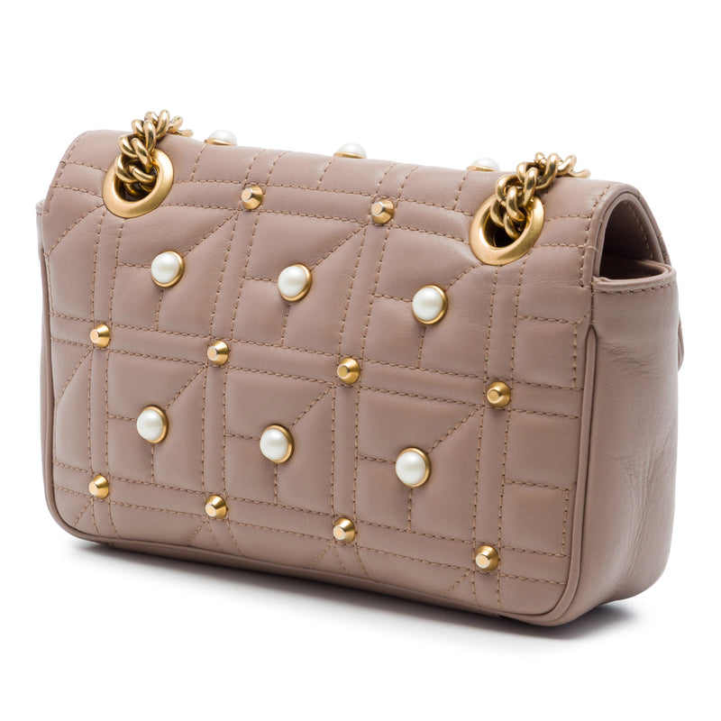 Small GG Marmont Pearl Studded Matelasse Calfskin Aria Shoulder Bag - Image 2