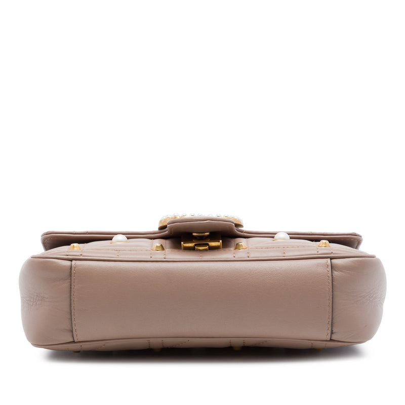 Small GG Marmont Pearl Studded Matelasse Calfskin Aria Shoulder Bag - Image 3