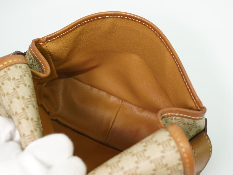 Celine Vintage Macadam Canvas And Leather Beige Bag