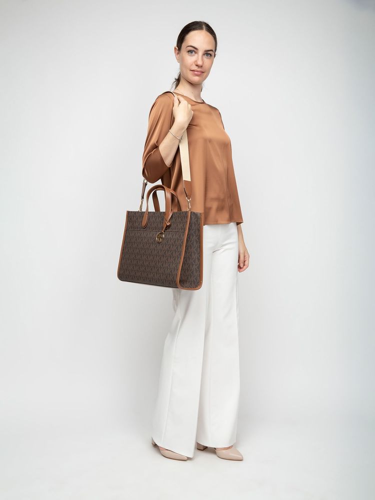 Michael Kors Gigi Tote Bag — Brown 89.coated Canvas