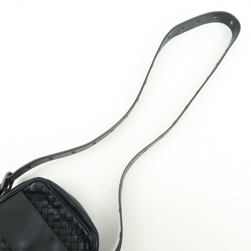 Bottega Veneta Front Pocket Messenger Intrecciato Nappa Black Leather