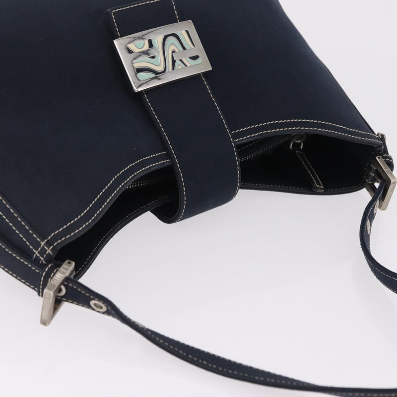 Fendi Baguette Canvas Navy Bag