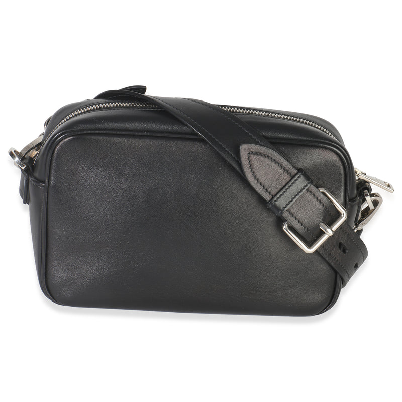 Prada Black Pink Calfskin Banana Logo Crossbody Bag Leather Handbag