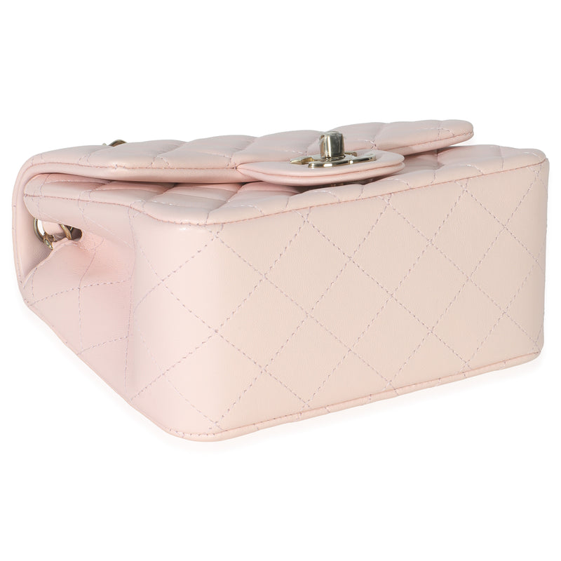 Chanel Pink Quilted Lambskin Mini Square Flap Bag Leather Handbag