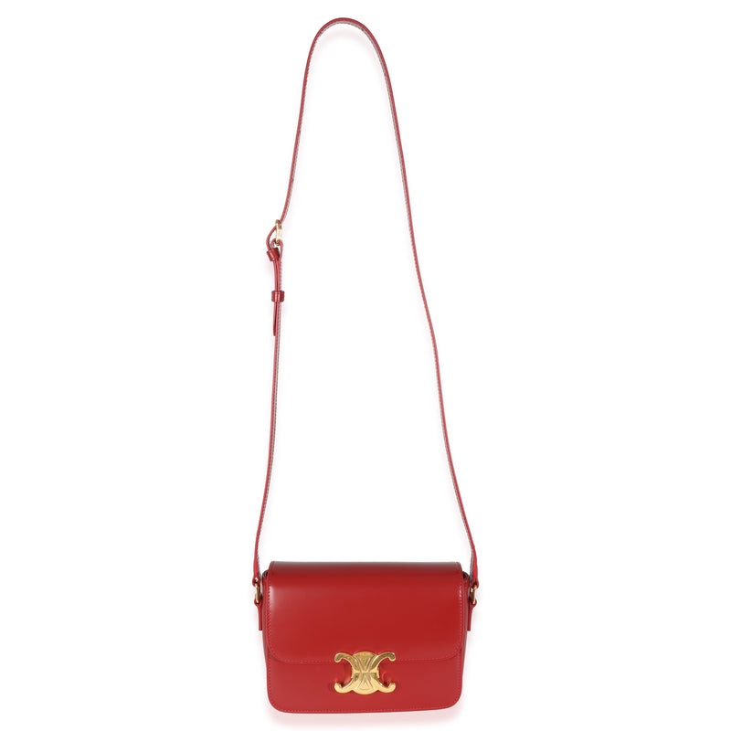 Celine Red Shiny Calfskin Teen Triomphe Leather Handbag