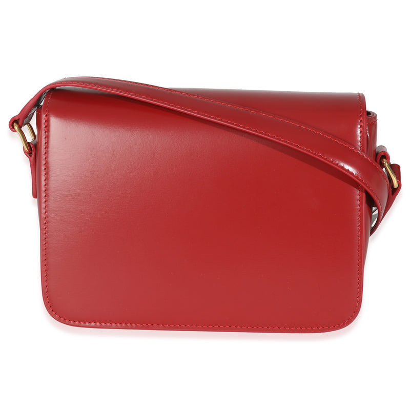 Celine Red Shiny Calfskin Teen Triomphe Leather Handbag
