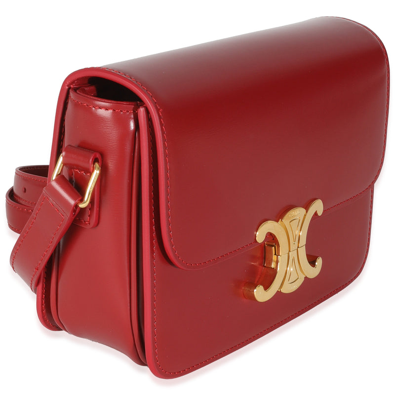 Celine Red Shiny Calfskin Teen Triomphe Leather Handbag