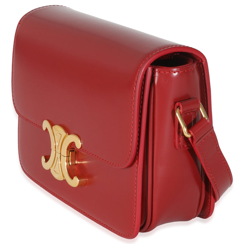 Celine Red Shiny Calfskin Teen Triomphe Leather Handbag