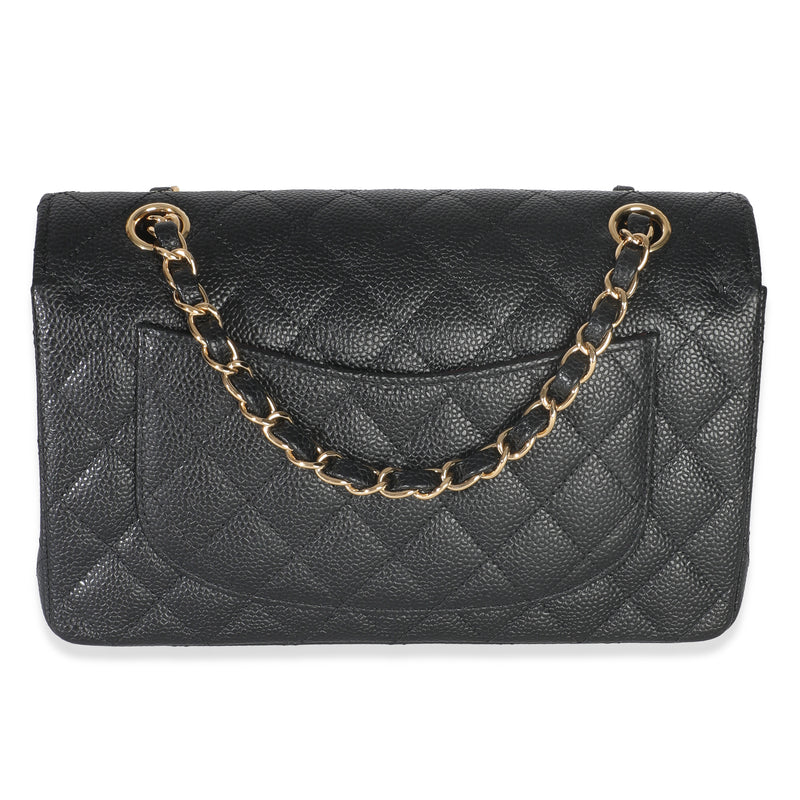 Chanel Black Quilted Caviar Small Classic Double Flap Bag Leather Handbag