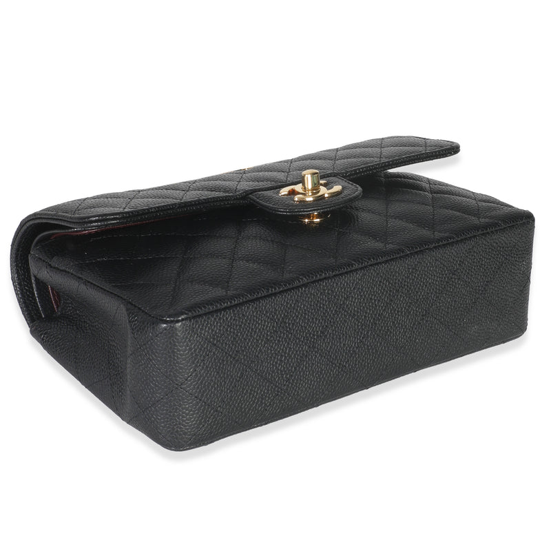 Chanel Black Quilted Caviar Small Classic Double Flap Bag Leather Handbag