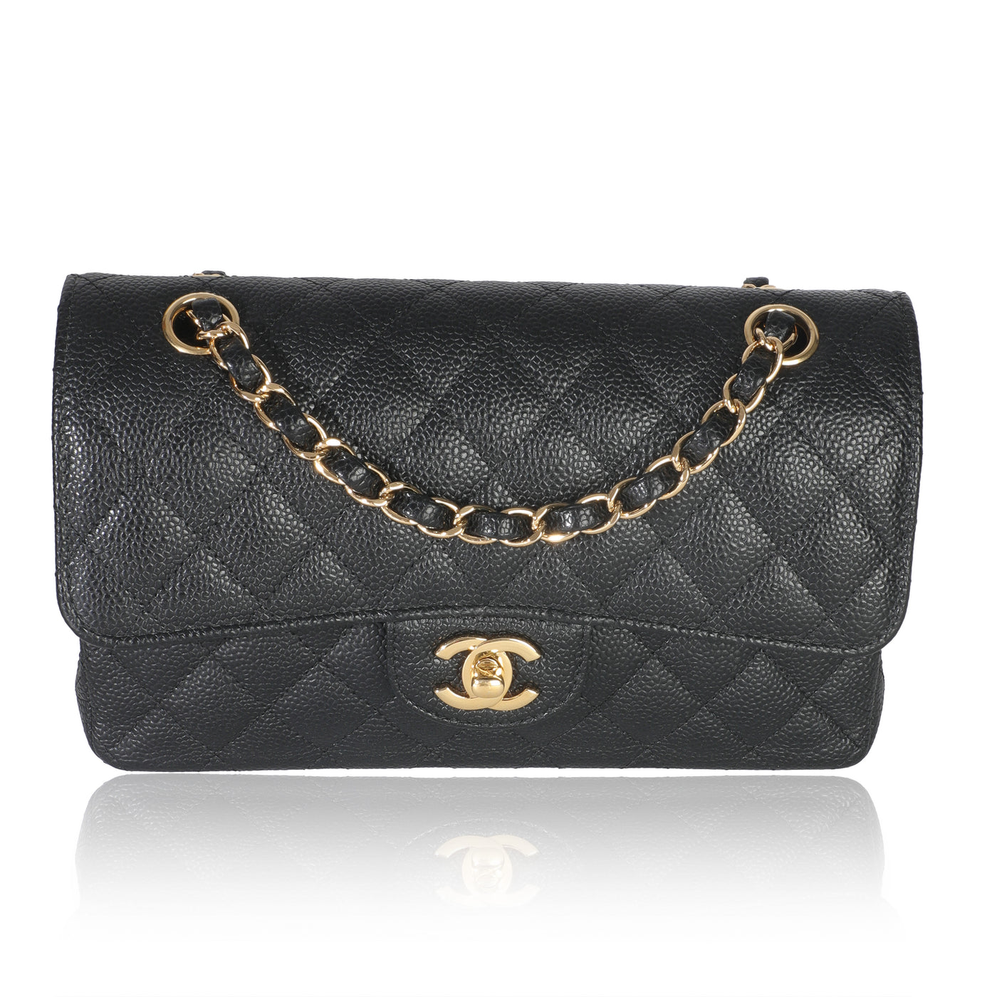 Chanel Black Quilted Caviar Small Classic Double Flap Bag Leather Handbag