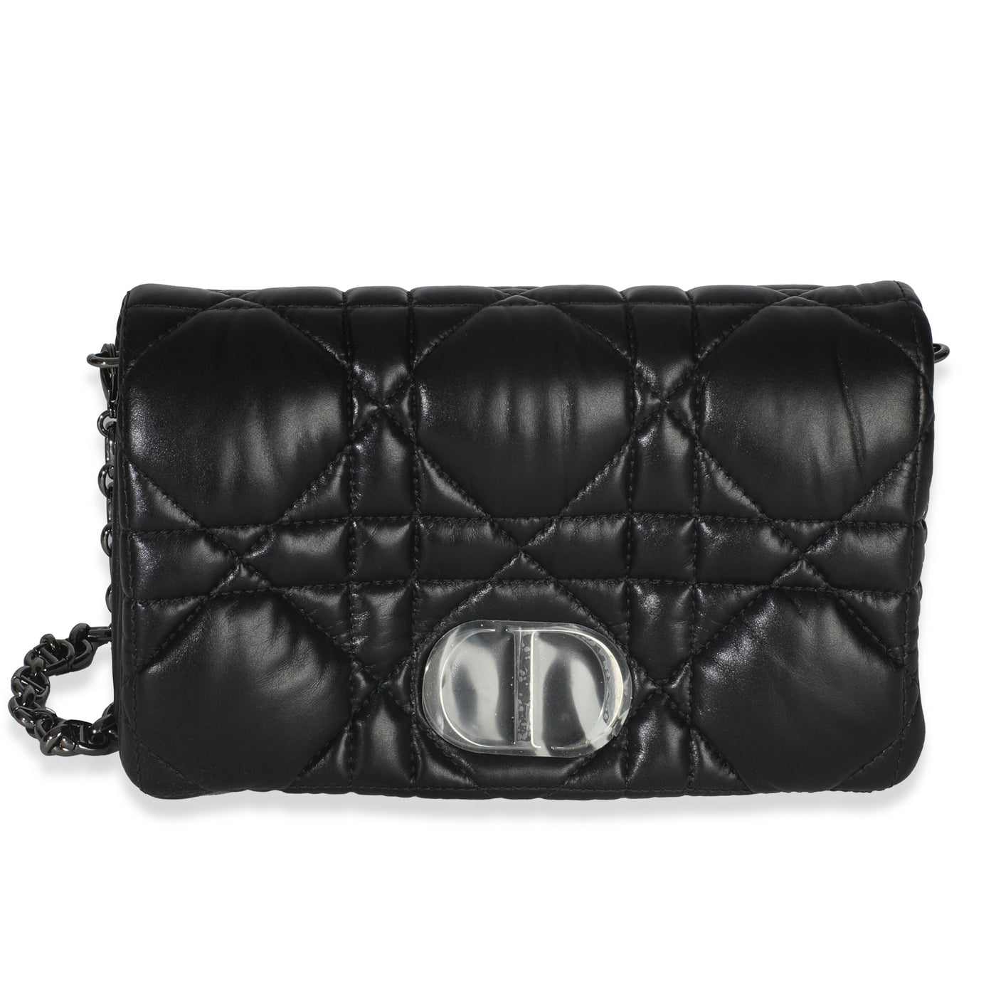 Christian Dior Black Puffy Calfskin Macrocannage Mini Caro Bag Leather Handbag