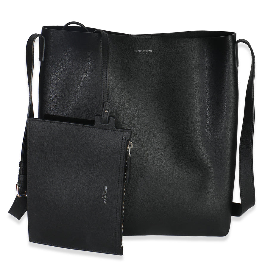 Saint Laurent Black Leather Bold Hobo Handbag