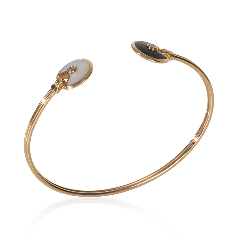 Cartier Rose Gold Mother Of Pearl And Onyx Amulette De Bracelet 18k