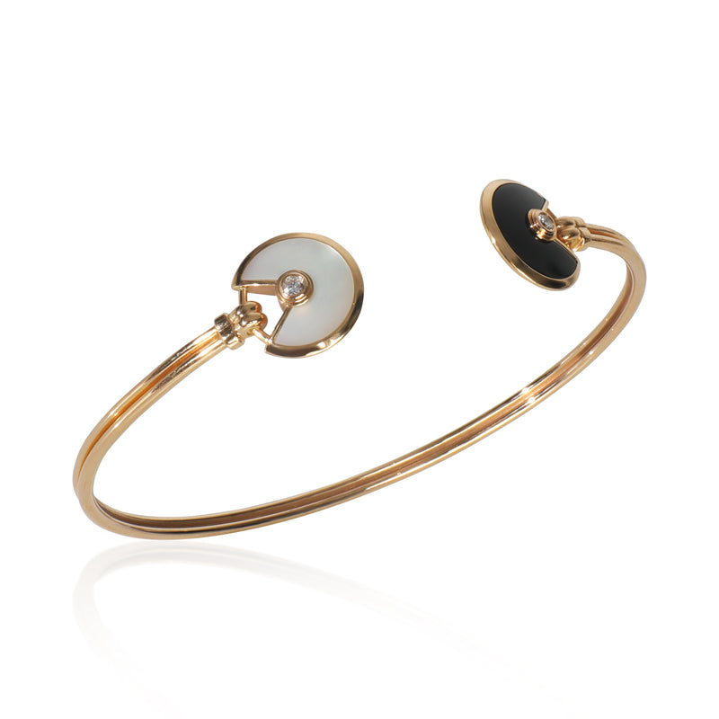 Cartier Rose Gold Mother Of Pearl And Onyx Amulette De Bracelet 18k