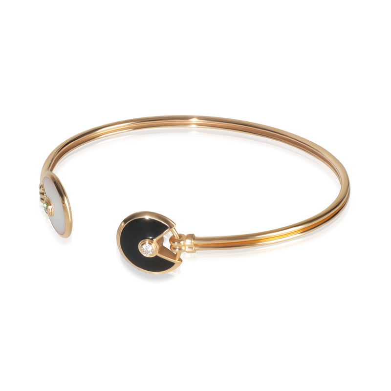 Cartier Rose Gold Mother Of Pearl And Onyx Amulette De Bracelet 18k
