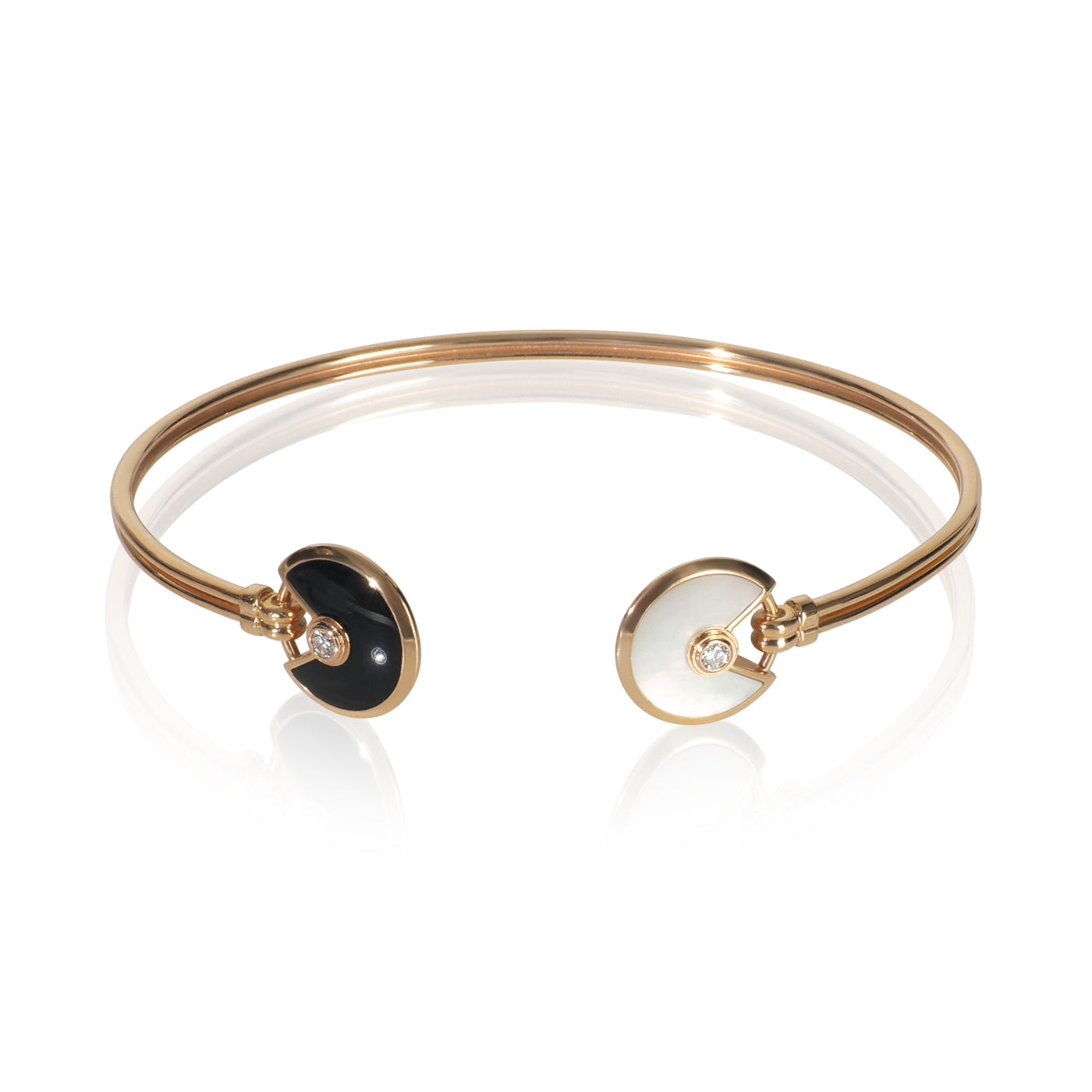 Cartier Rose Gold Mother Of Pearl And Onyx Amulette De Bracelet 18k