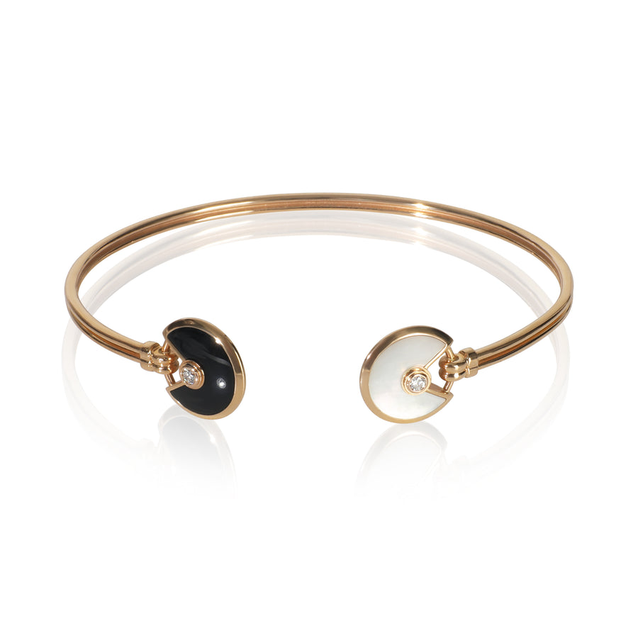 Cartier Rose Gold Mother Of Pearl And Onyx Amulette De Bracelet 18k