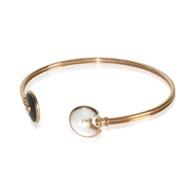 Cartier Rose Gold Mother Of Pearl And Onyx Amulette De Bracelet 18k
