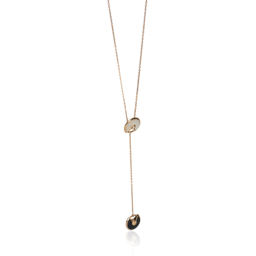 Cartier Rose Gold Mother Of Pearl And Onyx Amulette De Lariat Necklace 18k