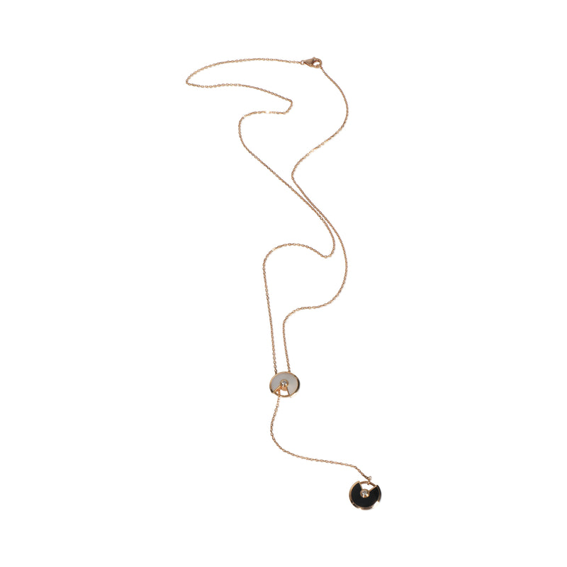 Cartier Rose Gold Mother Of Pearl And Onyx Amulette De Lariat Necklace 18k