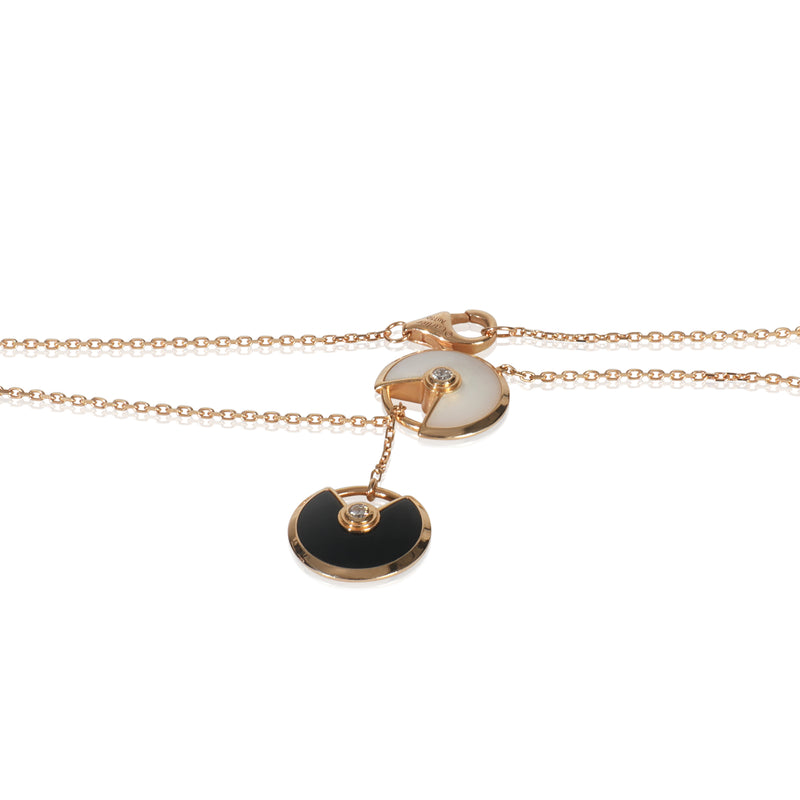 Cartier Rose Gold Mother Of Pearl And Onyx Amulette De Lariat Necklace 18k
