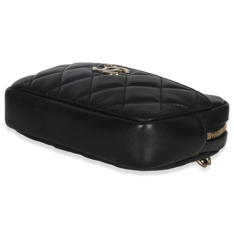 Chanel Black Quilted Lambskin Front Pocket Belt Bag Leather Handbag
