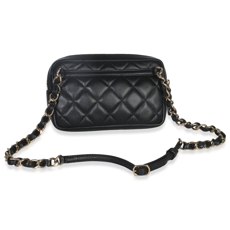 Chanel Black Quilted Lambskin Front Pocket Belt Bag Leather Handbag