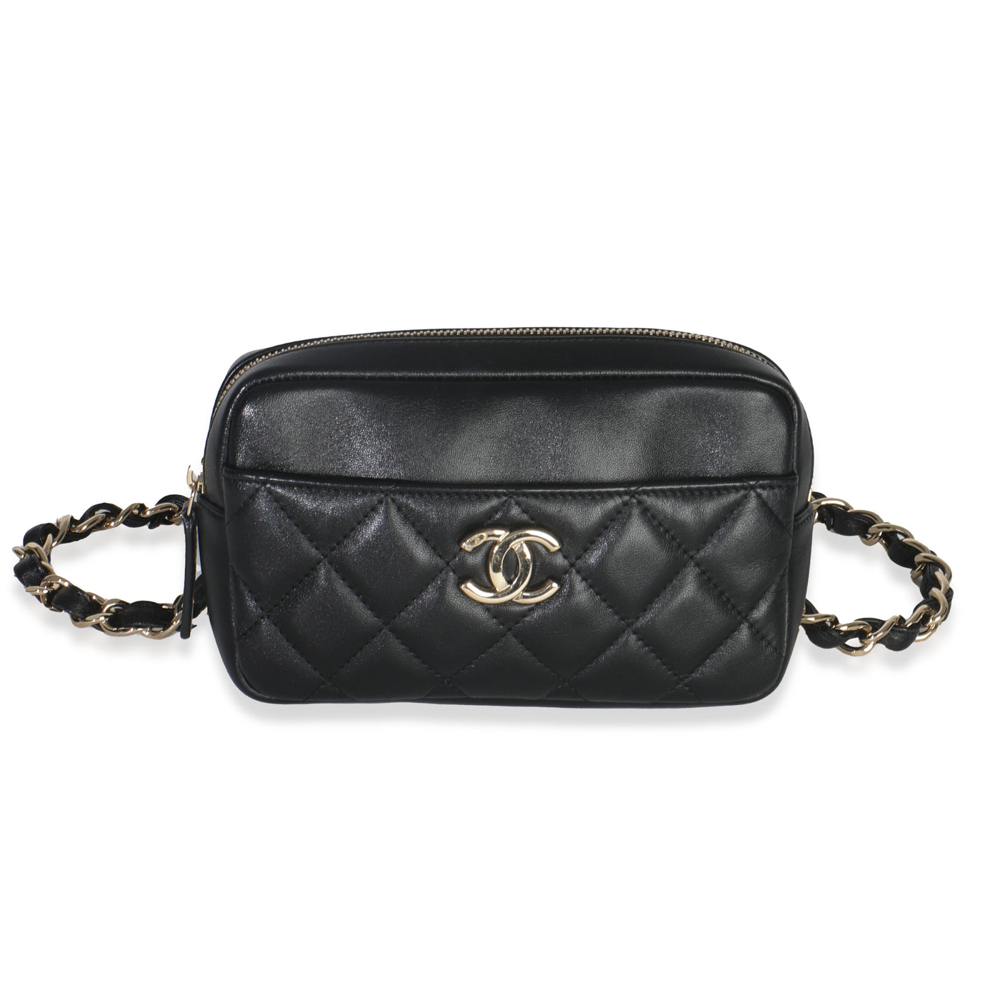 Chanel Black Quilted Lambskin Front Pocket Belt Bag Leather Handbag