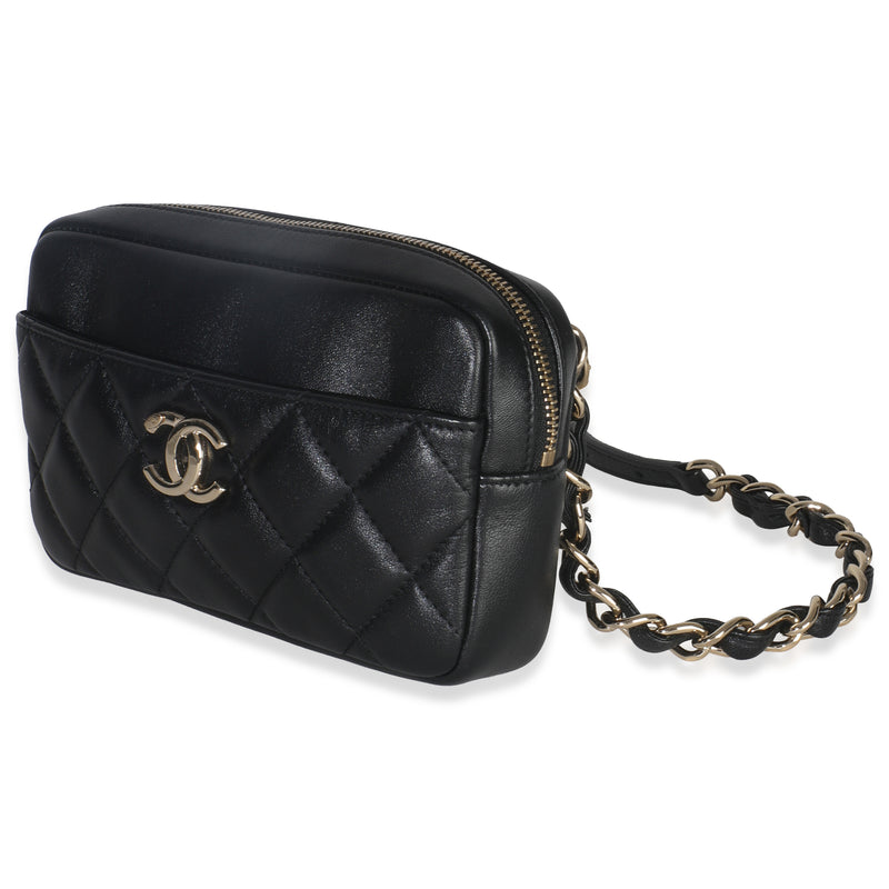 Chanel Black Quilted Lambskin Front Pocket Belt Bag Leather Handbag