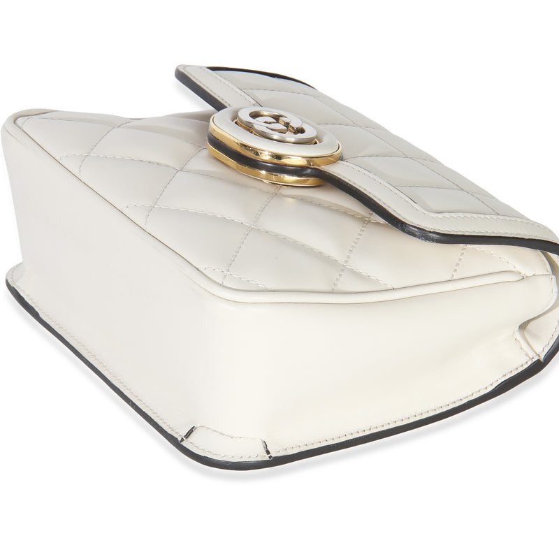 Gucci White Quilted Calfskin Mini Deco Chain Bag Leather Handbag
