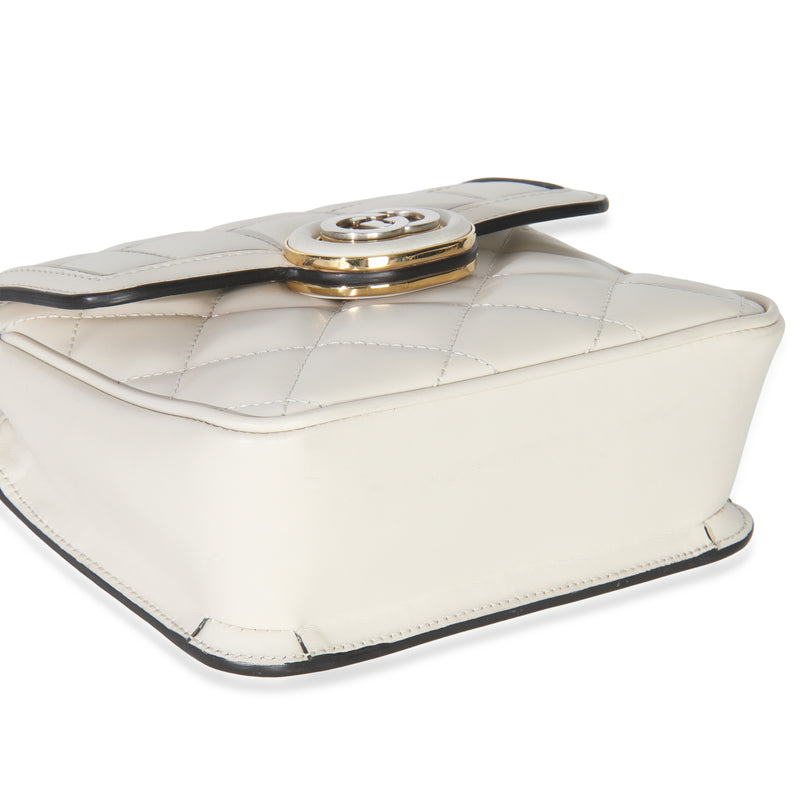 Gucci White Quilted Calfskin Mini Deco Chain Bag Leather Handbag