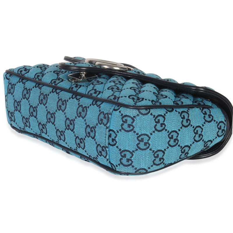 Gucci Blue Gg Canvas Diagonal Small Marmont Bag Fabric Handbag