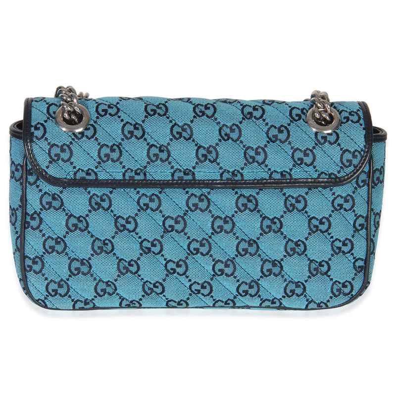 Gucci Blue Gg Canvas Diagonal Small Marmont Bag Fabric Handbag