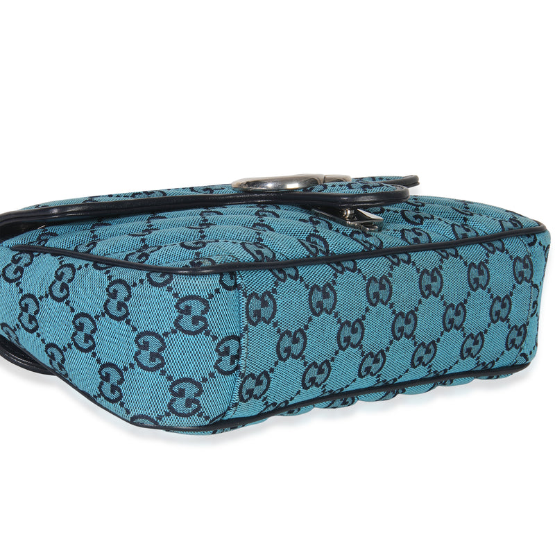 Gucci Blue Gg Canvas Diagonal Small Marmont Bag Fabric Handbag