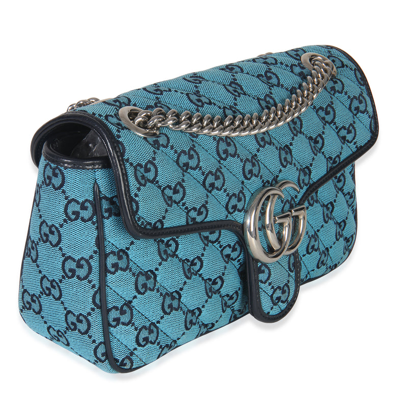 Gucci Blue Gg Canvas Diagonal Small Marmont Bag Fabric Handbag