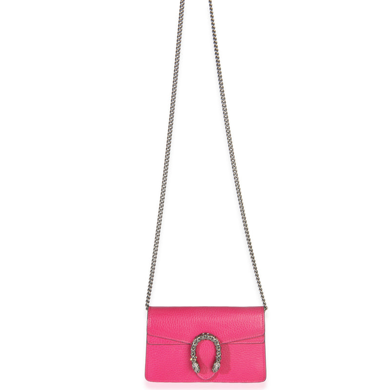 Gucci Pink Dollar Calfskin Crystal Super Mini Dionysus Flap Leather Handbag