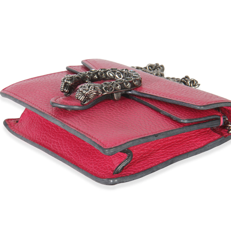 Gucci Pink Dollar Calfskin Crystal Super Mini Dionysus Flap Leather Handbag