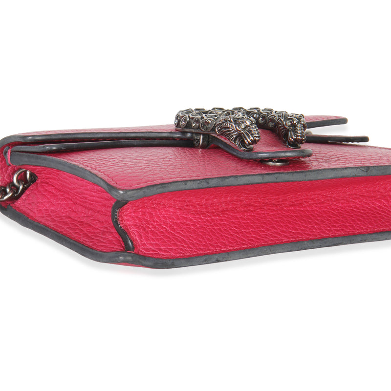 Gucci Pink Dollar Calfskin Crystal Super Mini Dionysus Flap Leather Handbag